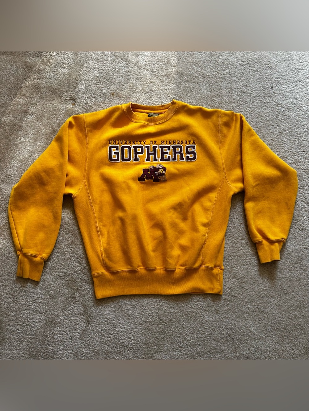 Vintage Signature Concepts Mustard Yellow University of Minnesota Gopher’s Crewn